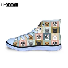 HYCOOL/детские кроссовки для мальчиков и девочек; детская парусиновая обувь с высоким берцем и принтом французского бульдога; обувь для ходьбы в стиле унисекс;