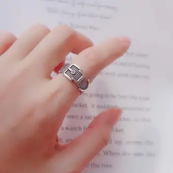 

Vintage Solid 925 Sterling Silver Belt Ring Retro Made Old Silver Finger Ring for Women Party Men Jewelry Punk Cool Gift