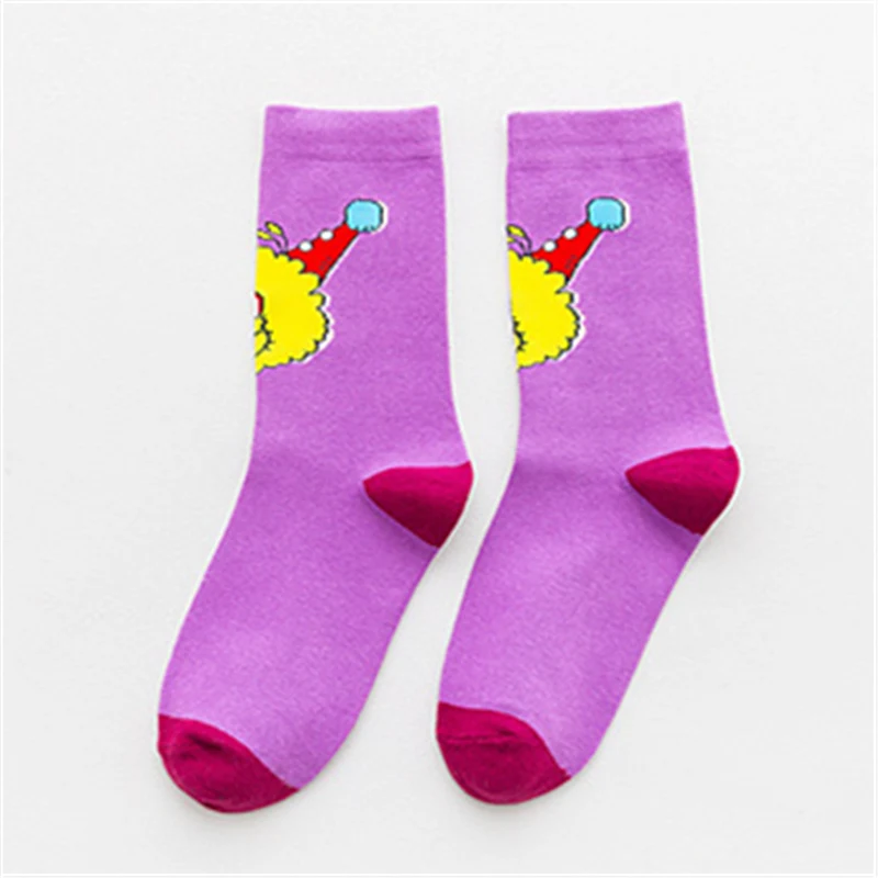 Women's Funny Cartoon Crew Harajuku Hip Hop Street Art Cotton Tube socks Lover's Gift Socks For Summer Autumn - Цвет: 2