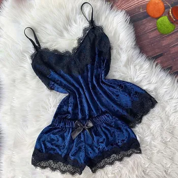 

Sexy lingerie women porno New Shorts Camisole Bow V-Neck Tops Velvet Pajamas Sleepwear Sexy Underwear hot erotic Cekc Mujer N6