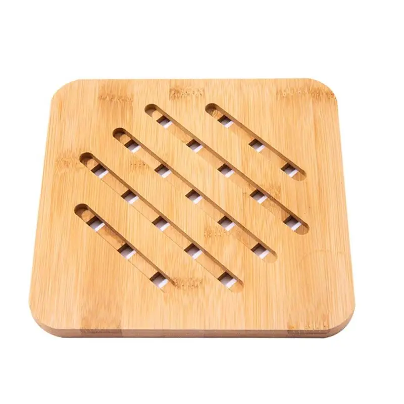 18x18CM Square Бамбук полый Настольный Коврик Нескользящие горшок чаша каботажное судно коврик для дома Кухня гаджеты - Цвет: 18x18CM Square
