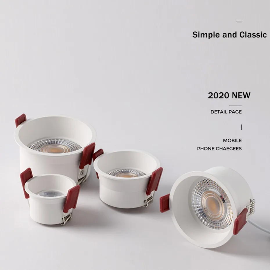 Dimmable LED Spot light 15W 12W Anti-Glare led downlight Angle Adjustable Indoor ceiling lamp Bedroom Kitchen led Recessed light