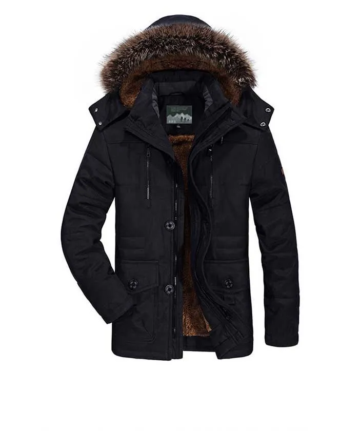 Толстая зимняя куртка мужская парка с капюшоном флисовая подкладка пальто ветровка Свободные мешковатые размер плюс мужской теплая одежда