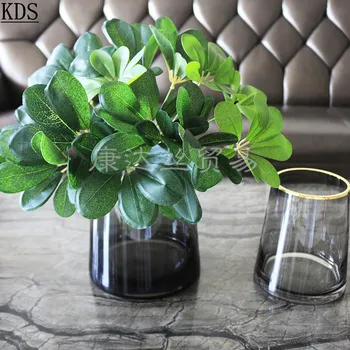 

Simulation Plant Wall Green Vegetation False Leaf 8 Head Handfeel Plastic Wood Duck Feet Leaf Home Decoration Green Vegetation