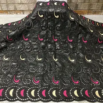 

2020 high quality African bazin riche fabric with diamond latest black embroidery net lace fabric 5yards/Lot for wedding