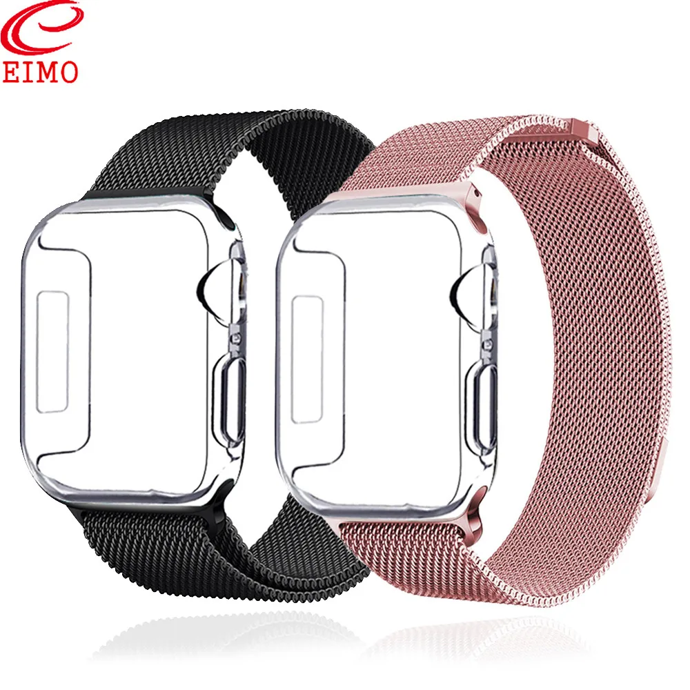 

Screen Protective Case for apple watch band iwatch band 42mm 44mm 38mm 40mm milanese loop bracelet watchband Apple Watch 4 3 5 2