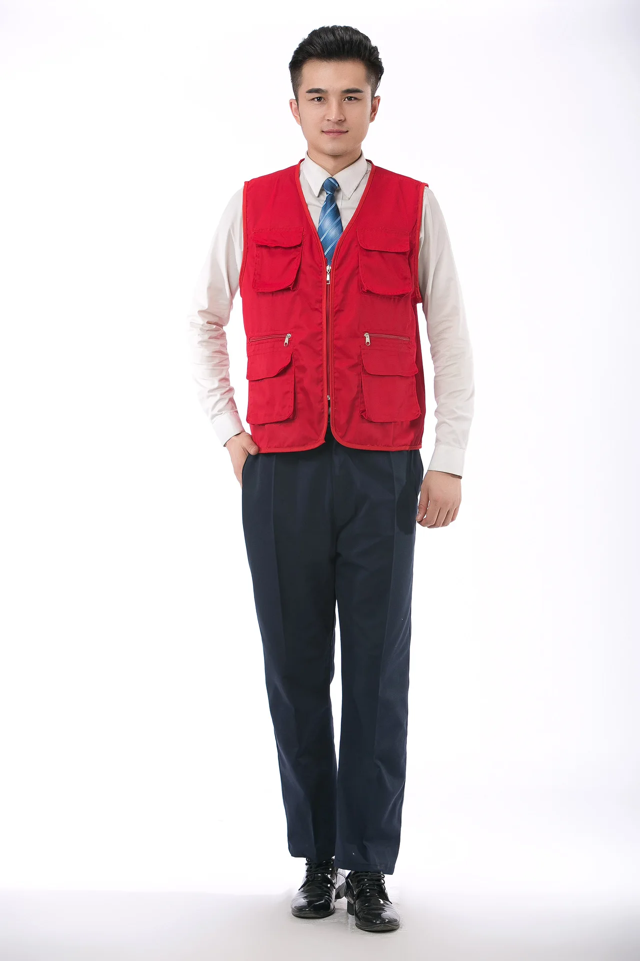 Outdoor Vest Waistcoat Coat Men Multi-pockets Work Vest Waistcoat Solid Color Summer Waistcoat Customizable