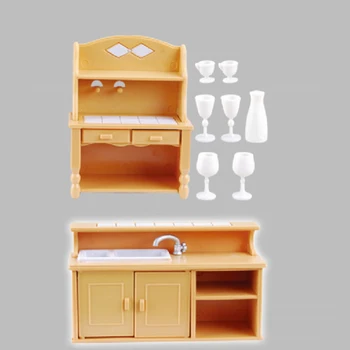 

DIY Kitchen Accessories Plastic Children Kids Home Decoration Vintage Miniature Table Gift Doll House Furniture Set Toy