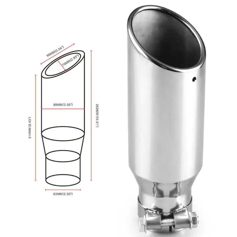 10," дюймовый глушитель из нержавеющей стали для автомобиля, наконечник трубы 2,5" на входе " на выходе