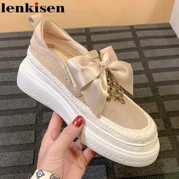 

Lenkisen leisure waterproof vulcanized shoes butterfly-knot thick bottom round toe slip on young girl sweet summer sneaker L33