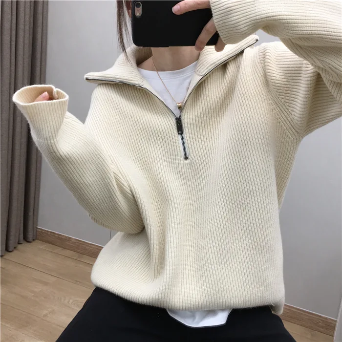 cardigan ULIYOU Women Outwear Pullovers Tops Thick Warm Elegant Turtleneck Sweater Women New Autumn Winter Zipper Knitted Sweaters long sweater