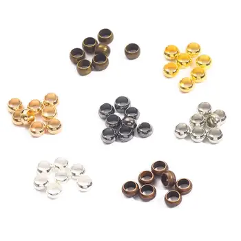 

1.5/2/2.5/3/3.5/4mm Gold/Rhodium/Bronze Copper Ball Crimp End Beads Stopper Spacer Beads For DIY Jewelry Making Findings