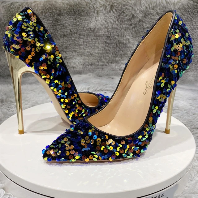 5/48 Saks Fifth Avenue Royal Blue Gold Suede Open Toe Heels Shoes Size 6.5  | eBay