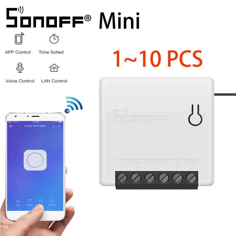 1~ 10 шт. Sonoff MINI DIY умный переключатель маленький корпус пульт дистанционного управления Wifi переключатель Поддержка внешнего переключателя работа с Alexa Google Home