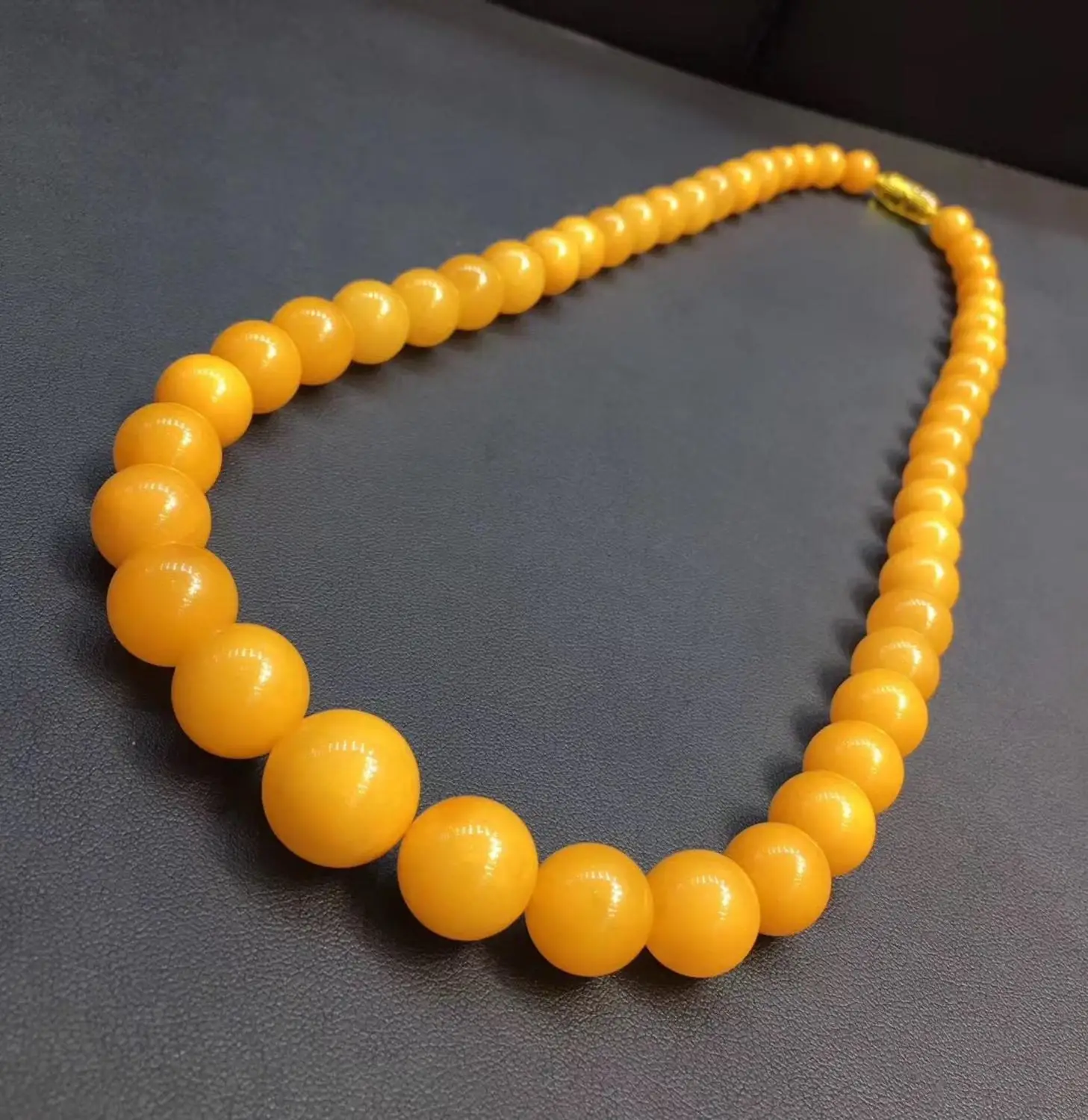 Ожерелье с цепочкой, натуральный желтый янтарный камень для женщин и мужчин, лучший подарок, 9-15 мм, большие круглые бусины, модное ожерелье с кристаллами AAAAA
