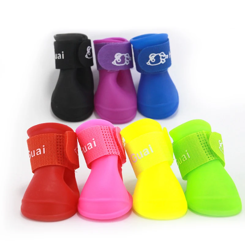 Pet Dog Rain Shoes Anti slip dog Rain Boots Waterproof Candy for Small Medium S-L dogs cats wear Summer ChiHuaHua adidog