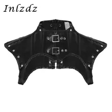 Женская рубашка с ремнем на груди из искусственной кожи, на шнуровке сзади, на плечах, с пряжками, Клубная одежда, костюм в стиле панк,, полутоп на бретелях