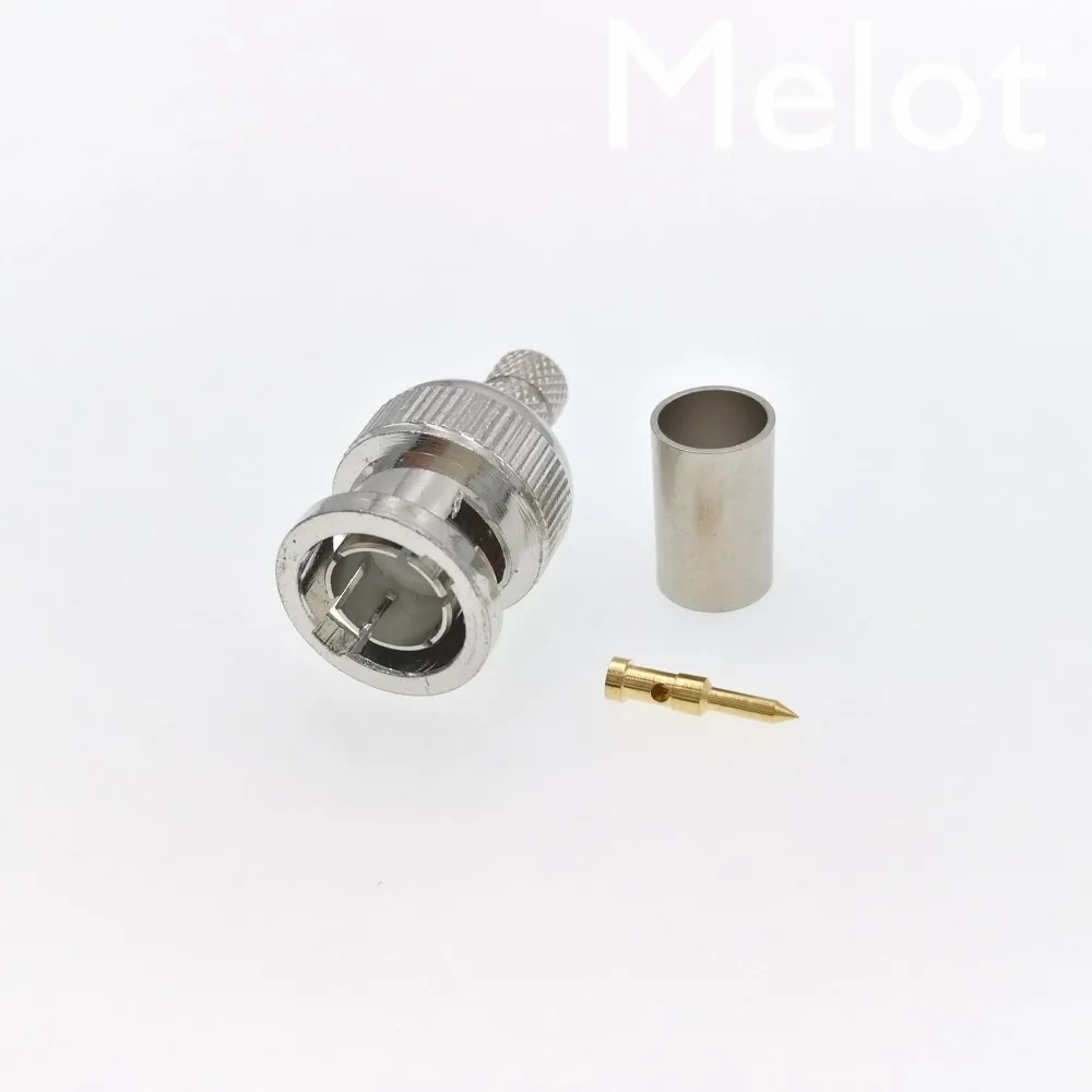 

100pcs BNC Male Plug Crimp For RG59 Cable RF Coaxial Connector 75ohm