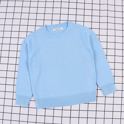 Коллекция года, Свитера для мальчиков весенний вязаный свитер в рубчик для маленьких девочек свитера для девочек однотонная одежда ярких цветов для детей пуловер для девочек - Цвет: A3335 blue