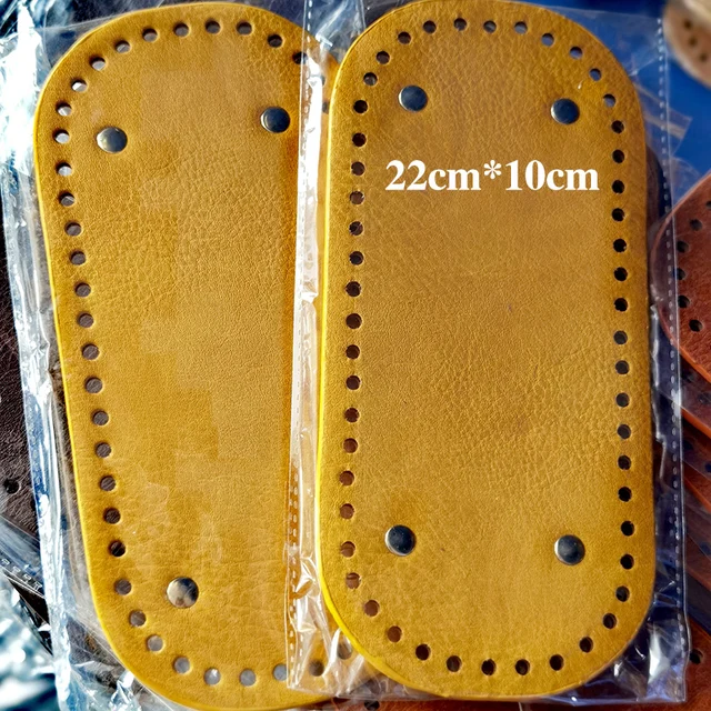 22x10cm Woven Long Bottom for Knitted Bag PU Leather Bag Accessories Handmade Bottom With 52Holes DIY Crochet Bag Bottom yellow 2