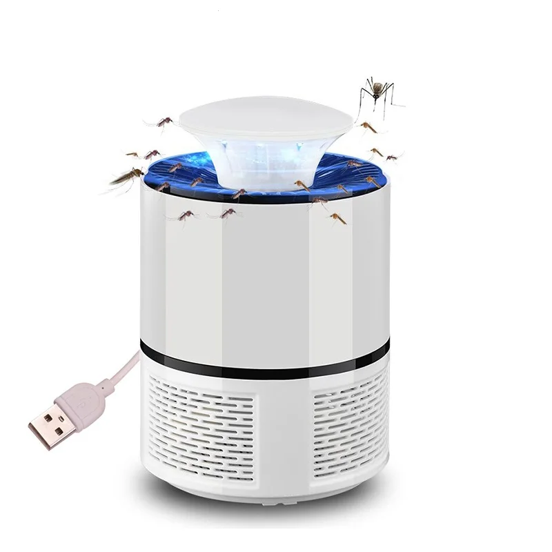 White Светодиодный светильник от комаров, USB, противомоскитная электрическая ловушка от насекомых, бесшумная ловушка от комаров для спальни, уличная лампа от насекомых - Цвет: White