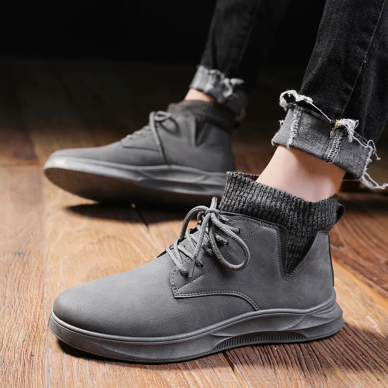 

High-top Board Shoe 2019 New Style Winter Socks Mouth England Versatile Boots Retro Youth Versatile Work Shoes Men's