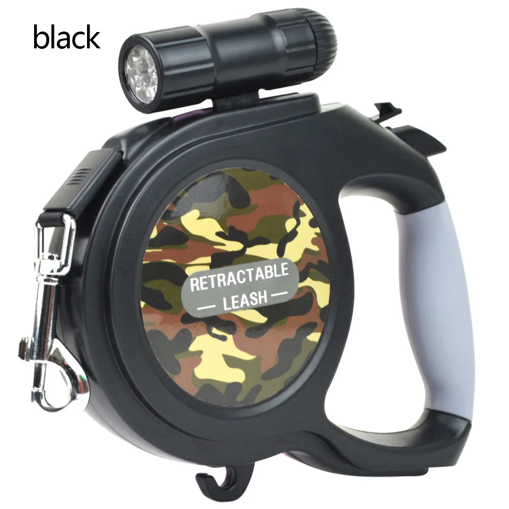 8M 50kg LED Retractable Dog Leash Automatic Flexible Large Dog Leash Extending Animals Supply Dog Puppy Cat Traction Rope Belt - Цвет: Черный