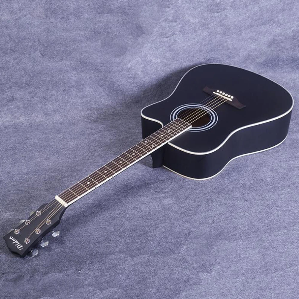 Guitar Лучшие продажи 41 дюймов Акустическая гитара для начинающих Матовый Черный Практика музыкальных инструментов подарки сумка берет AGT12A - Цвет: Guitar