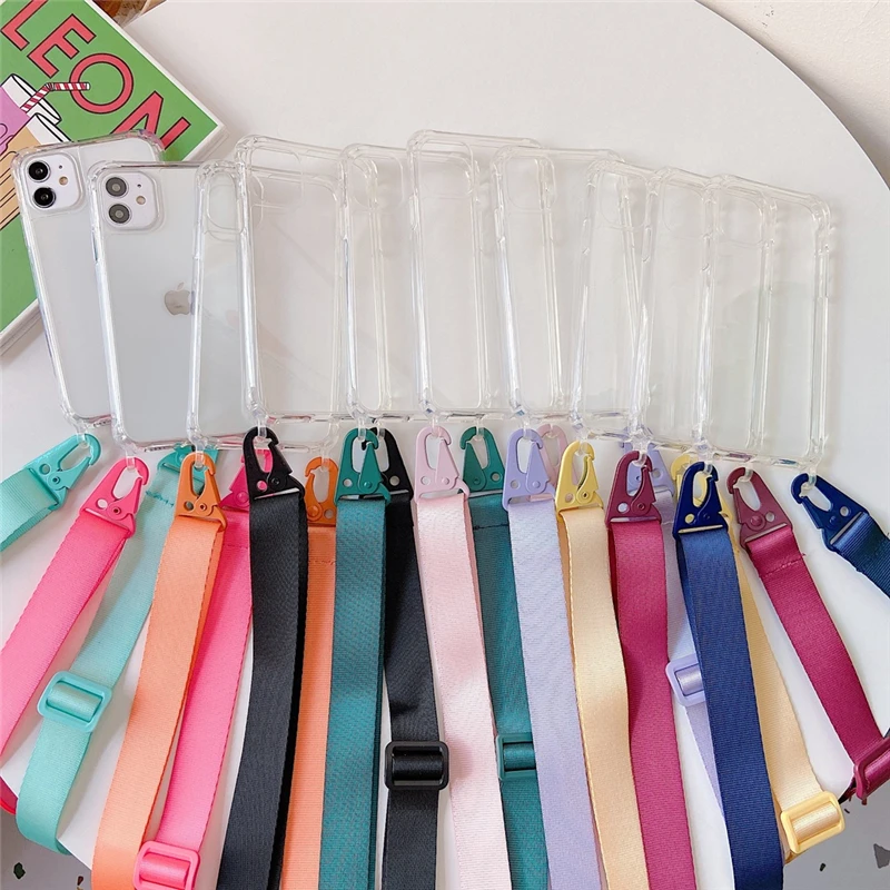 Clear Crossbody Phone Case with Lanyard Strap and Transparent Back Cover