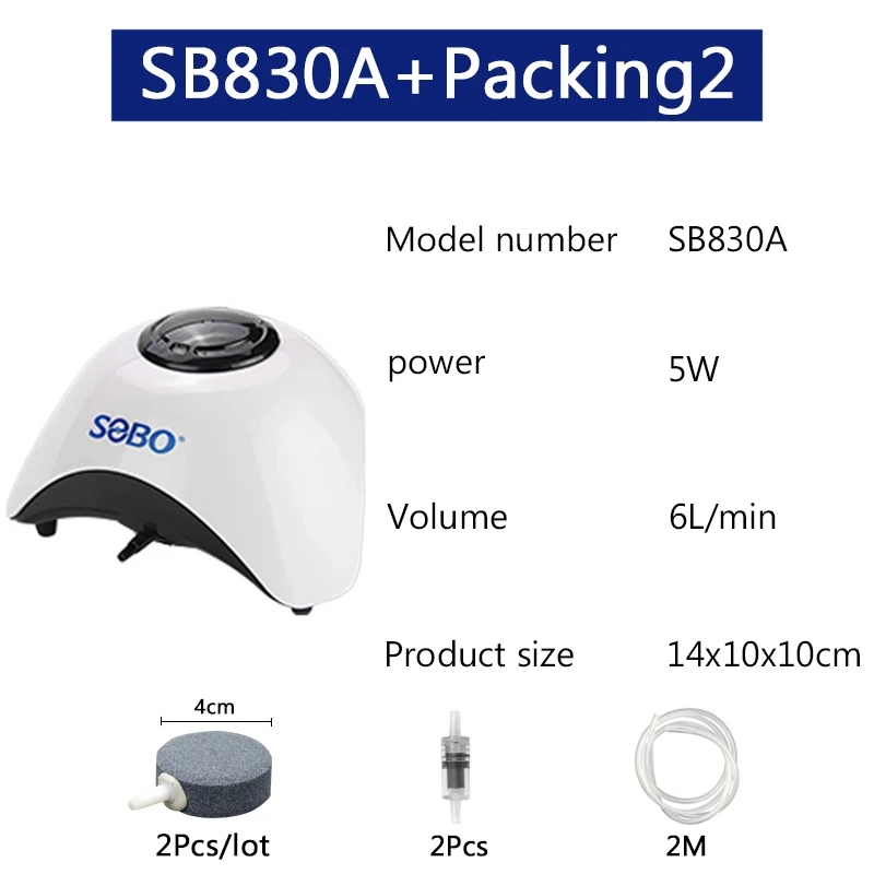 SOBO 5W 10W автомобильный насос для аквариума. кислорода дизайн воздушный насос воздушный компрессор двойной/один выход Регулируемый - Цвет: SB830A Packing2