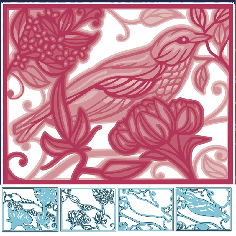 

Cuckoo Bird Die Cuts For Card Making Spring Bird+Pattern+Frame Metal Cutting Dies Stencils 2020 Embossing Crafts Cards