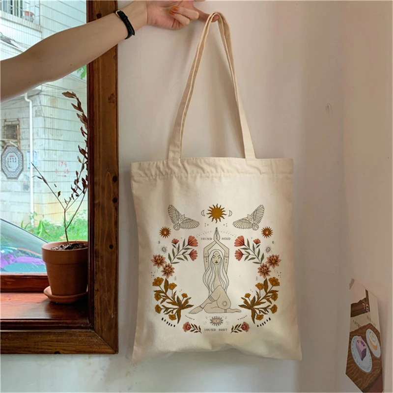 Stampa Artistica Shopping Bag Shopping Borsa Bolso Bolsas De Tela Ricicla Borsa Shopper Bag Pieghevole String Sac Cabas Manico Intrecciato