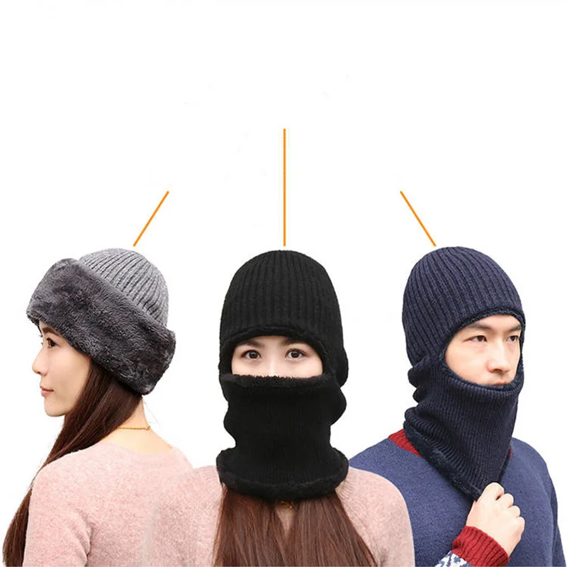Новая зимняя теплая шерстяная шапка Модная вязаная шапка уличная Мужская и Женская Холодная Защитная шапка