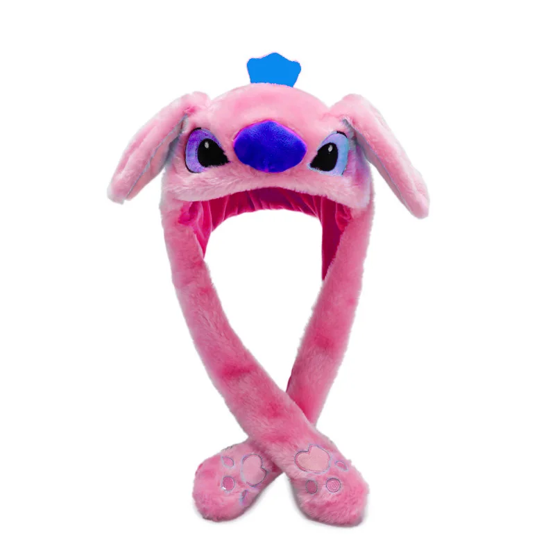 Pink Stitch Kocozo, шапка кролика, подвижные уши, милая мультяшная игрушка, шапка, подушка безопасности, Kawaii, забавная шапка-игрушка, Детская плюшевая игрушка, подарок на день рождения, шапка для девочек - Цвет: Pink Stitch