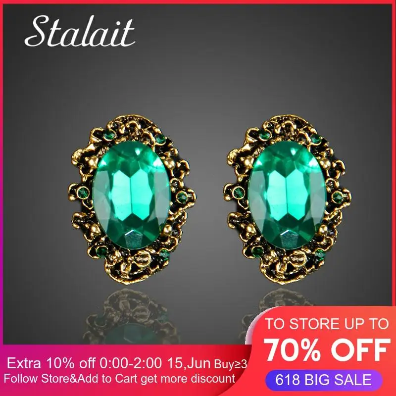 Women Fashion Stud Earring Jewelry Austrian Crystal Charms Blue Big Flower Lady Banquet Bridding Gift