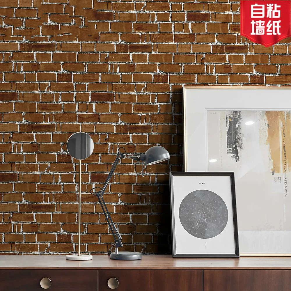 

45cm-100cm Modern brick red brick clothing store milk tea shop brick wallpaper retro brick culture stone wallpaper roll tapety