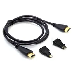 3 в 1 HDMI к Mini & Micro HDMI V1.4 конвертер адаптер кабель черный, 1 м