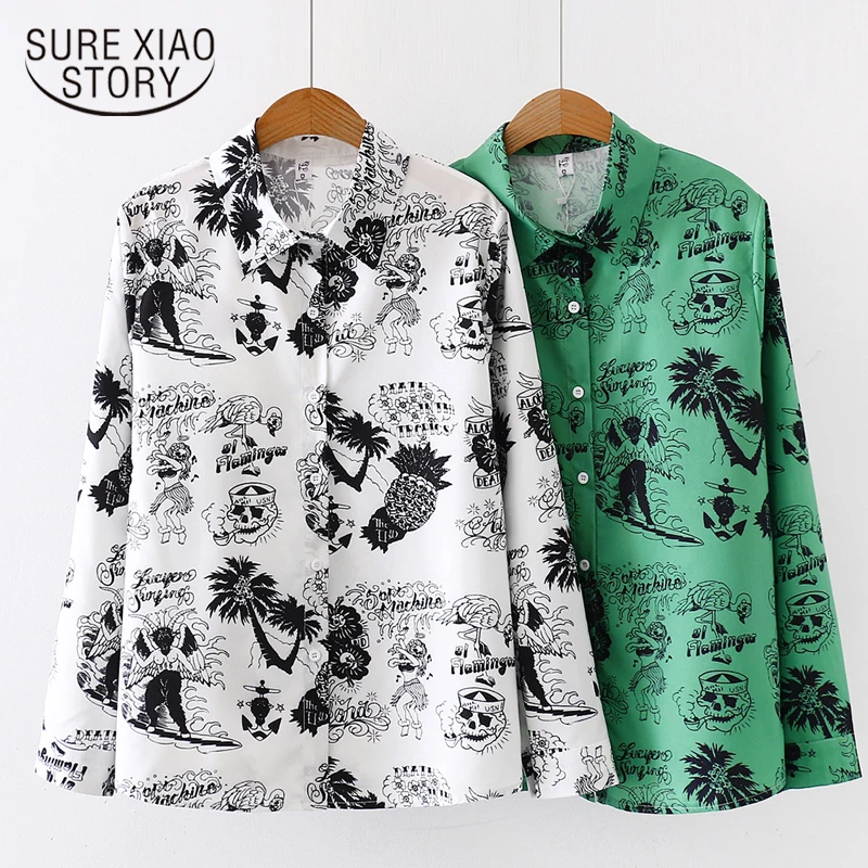 New White Shirt Casual Button Up Turn Down Collar Female Blouse Long Sleeve Cotton Blouse Embroidery Blouse Lady 5083 50