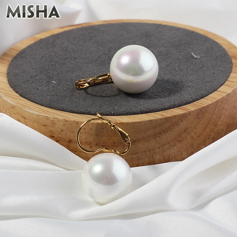 MISHA, трендовые серьги для женщин, натуральный жемчуг, клипсы, ювелирные серьги для молодых девушек, дам, подарки 0023