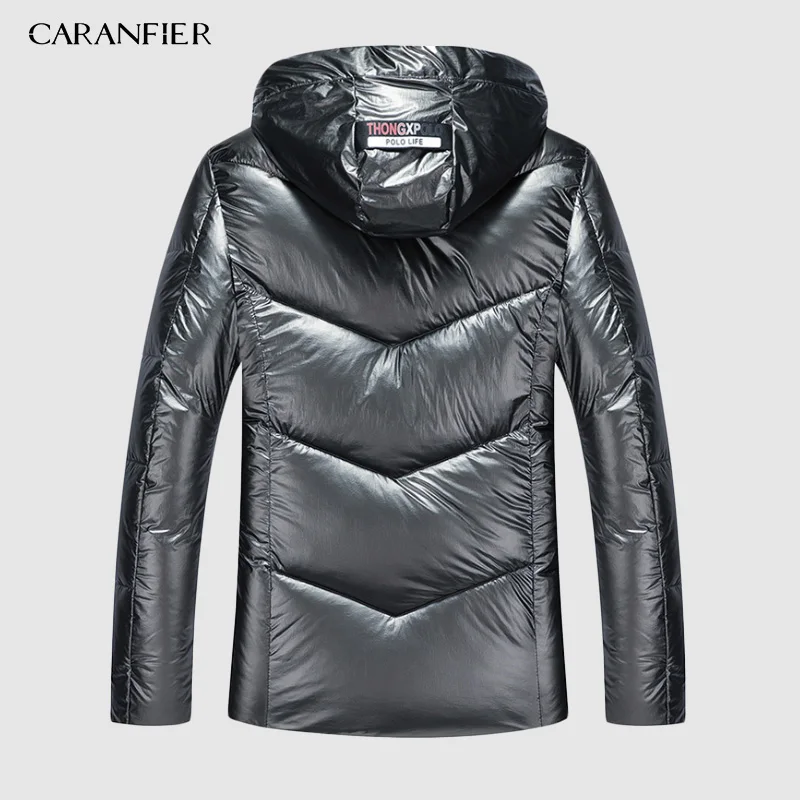 CARANFIER парка Мужская s модная мужская зимняя куртка пальто с капюшоном теплое мужское Зимнее Пальто Повседневное приталенное Мужское пальто Прямая