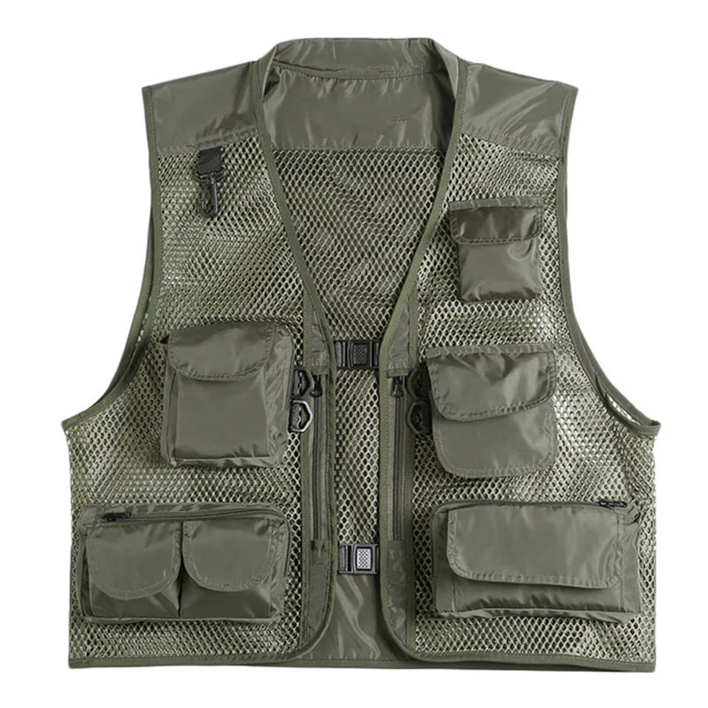 

Leo Fishing Vest Army Green Quick Dry Outdoor Fishing Vest Fishing Jacket Hunting Mesh Vest With Multiple Pockets