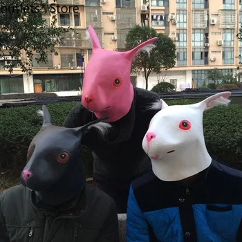 

Halloween Adult Japanese Rabbit Head Mask Long Ears Rabbit Mask Rabbit Face Dog Ma Jun Human Headgear Latex Mask