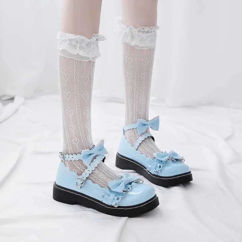 

Autumn New Style Chunky-Heel Straight-line Buckle Single Shoes Women's Sweet Flounced Lolita Shoes Low Heel Waterproof Platform