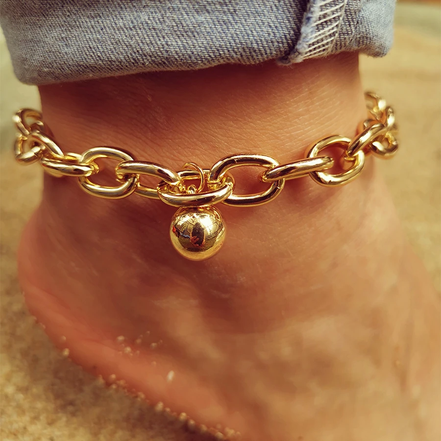 Gold Cuban Ankle Bracelet Chunky Chain Link Anklet Gold Ball Chain Anklet Simple Aliexpress