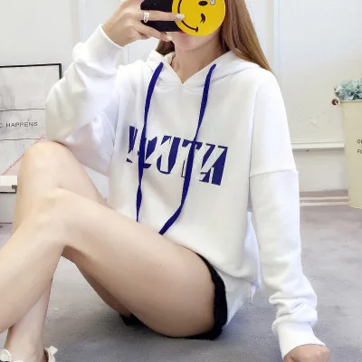 WY036 осень толстовка с капюшоном Новинка harajuku bf толстовки для женщин с капюшоном с капельным плечом Толстовка Свободные однотонные легкие свободные кофты M-2XL - Цвет: Just like picture