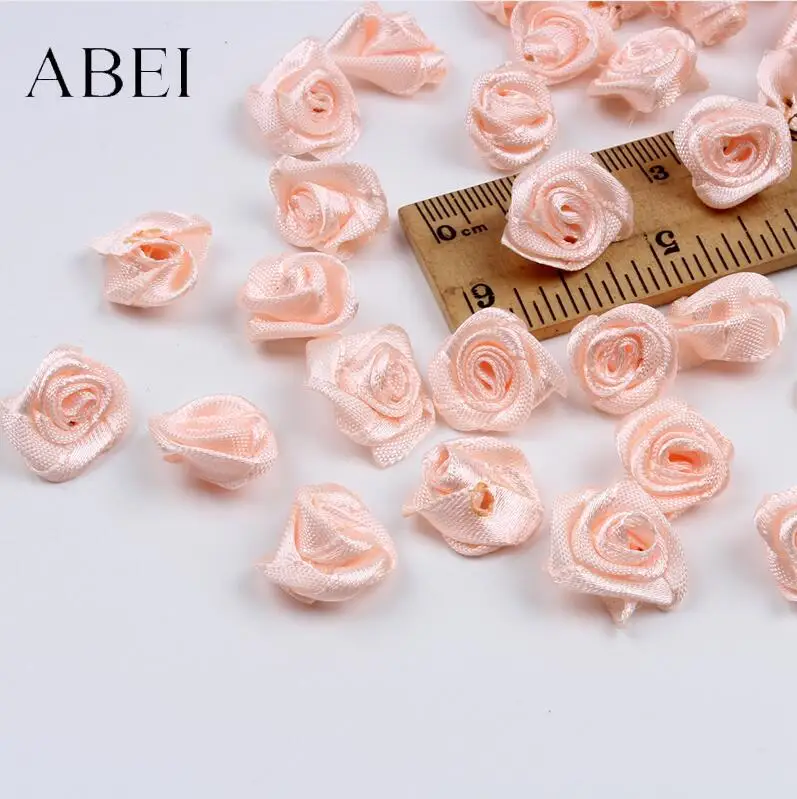 300pcs Multicolor Mini Satin Ribbon Rose Heads for Crafting and Decoration