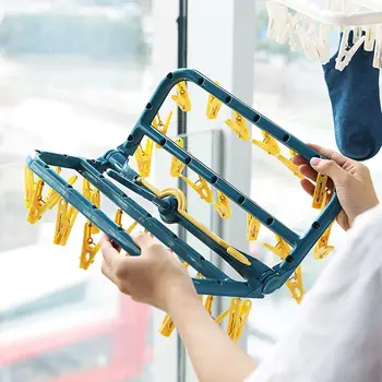 

Foldable 32 Clips Magic Multi-port Clothes Hanger Clothes Drying Rack Multifunction Plastic Clothes Hangers Home Storage Hangers