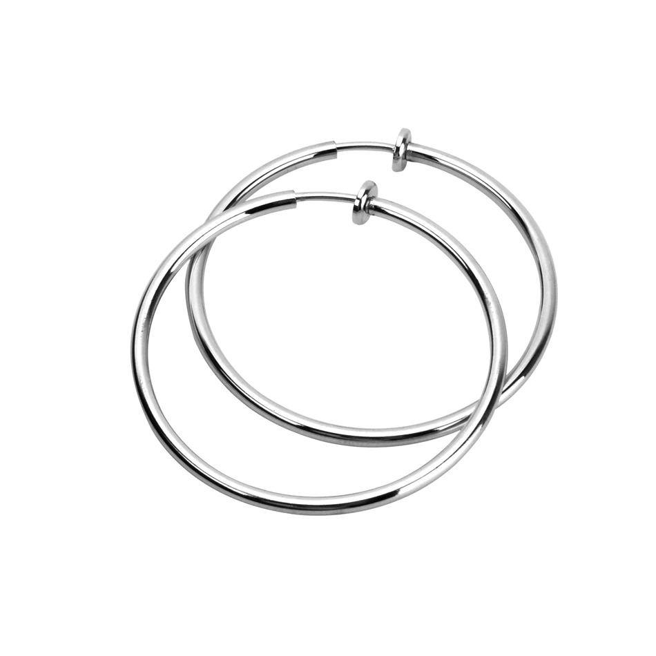 WOWTIGER серебряные мужские из нержавеющей стали 2 шт 3,5 см Невидимые клипсовые серьги зажим для wo мужские серьги панк ветер аксессуары подарок - Окраска металла: Сталь цвет