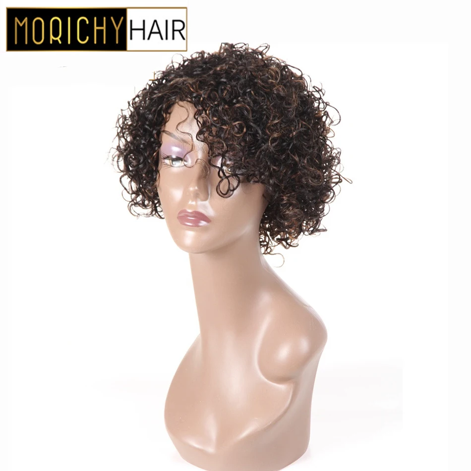 

MORICHY short Kinky curly Bob Wig Malaysian Non-remy Human Hair Natural Dream Curly Ombre Color Natural Dream Curls For Women