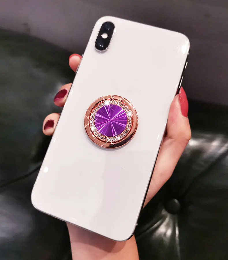 phone stands Mobile Phone Finger Ring Stand Holder 360 Rotation Whorl Luxury Bling Crystal Round Mount Holder for iphone Huawei Redmi Samsung cell phone stand holder